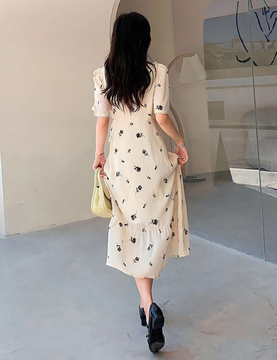 Kotty Floral Printed V-Neck Wrap Maxi Dress