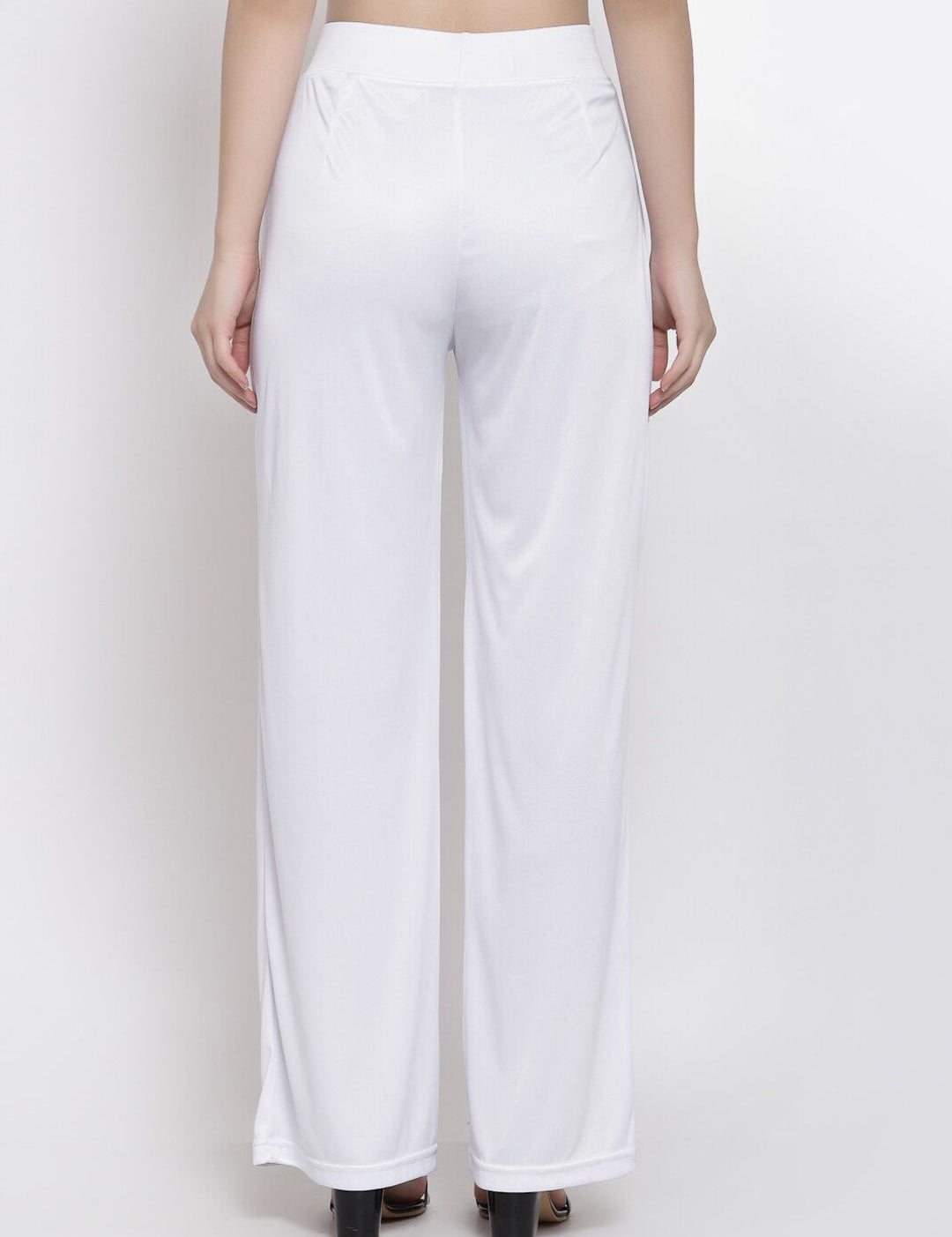 Kotty Women White Flared High-Rise Parallel Trousers