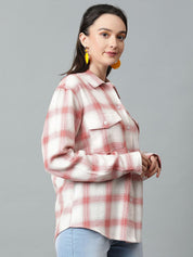 Kotty Tartan Checks Spread Collar Casual Shirt