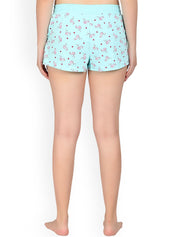 Kotty Women Blue Printed Lounge Shorts KTTSLEEPSHORTS223