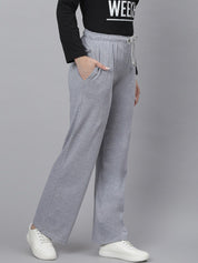 Kotty Women Grey Solid Straight-Fit Track Pants