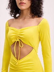 Kotty Women Solid Off-Shoulder Cut-Outs Bodycon Dress