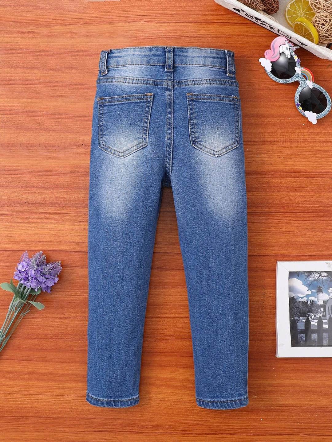 Kotty Girls Blue Jean Regular Fit Light Fade Stretchable Jeans