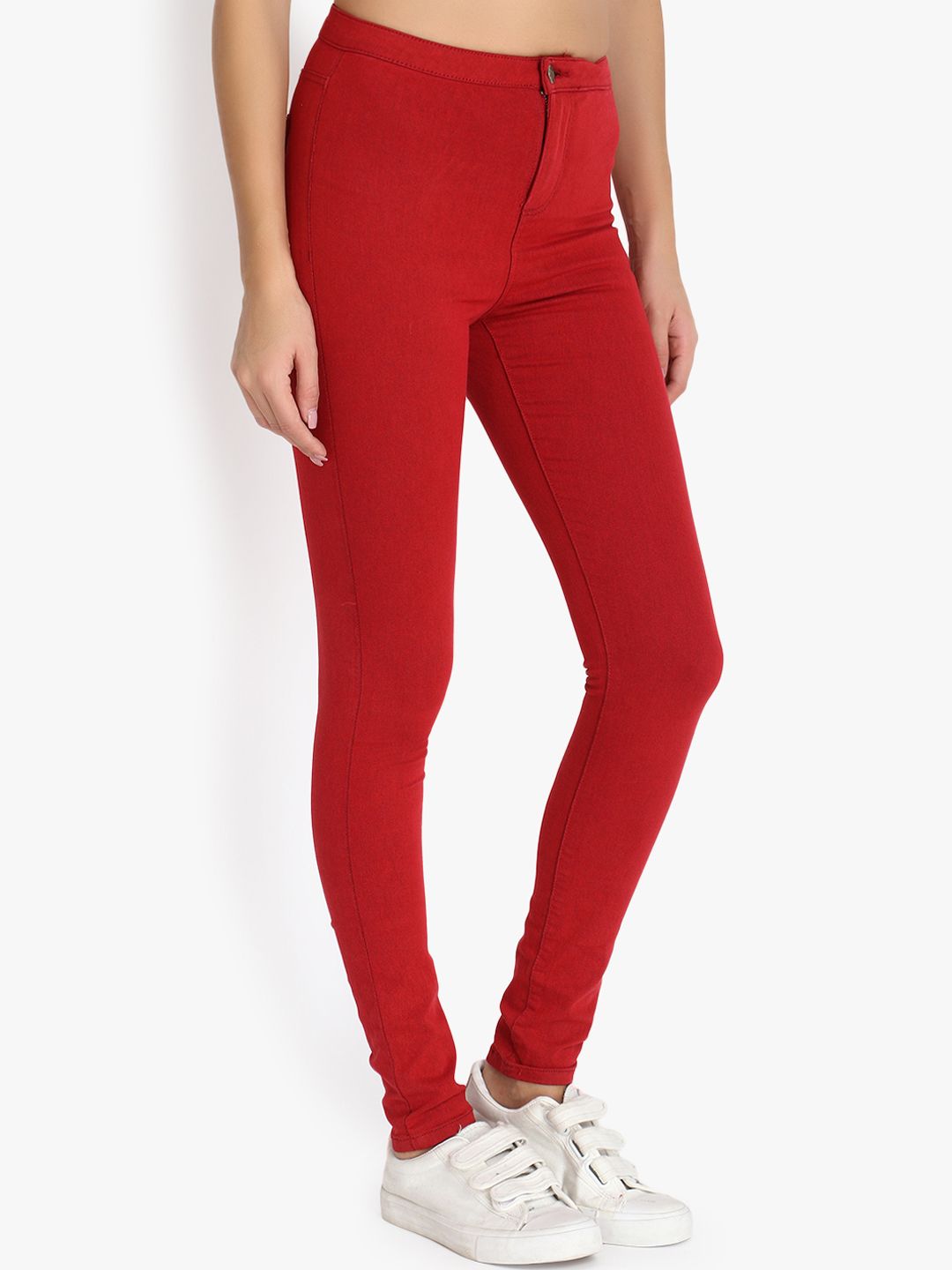 Kotty Women Maroon Skinny Fit High-Rise Clean Look Stretchable Jeans