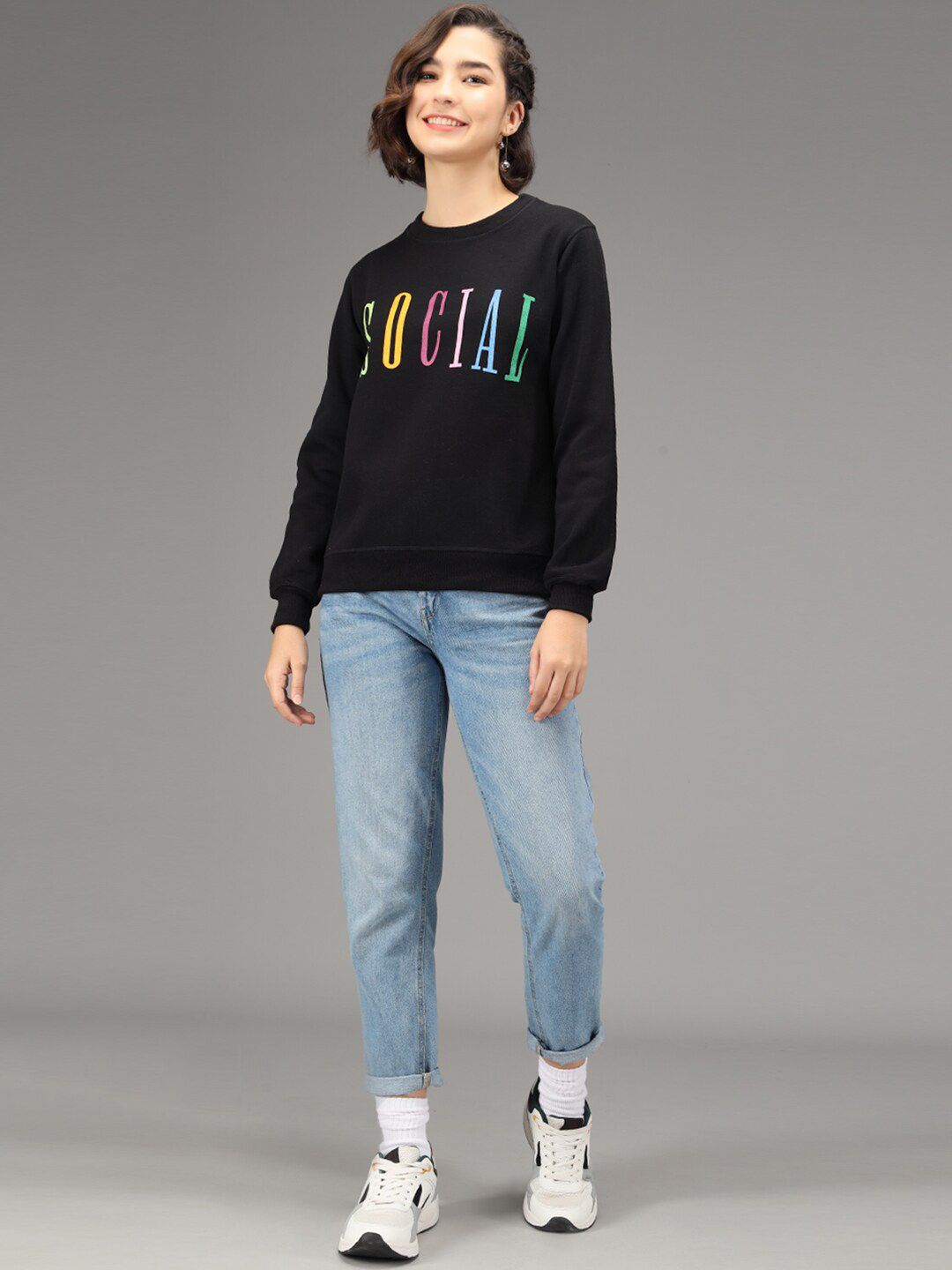 Kotty Women Black Printed Sweatshirt