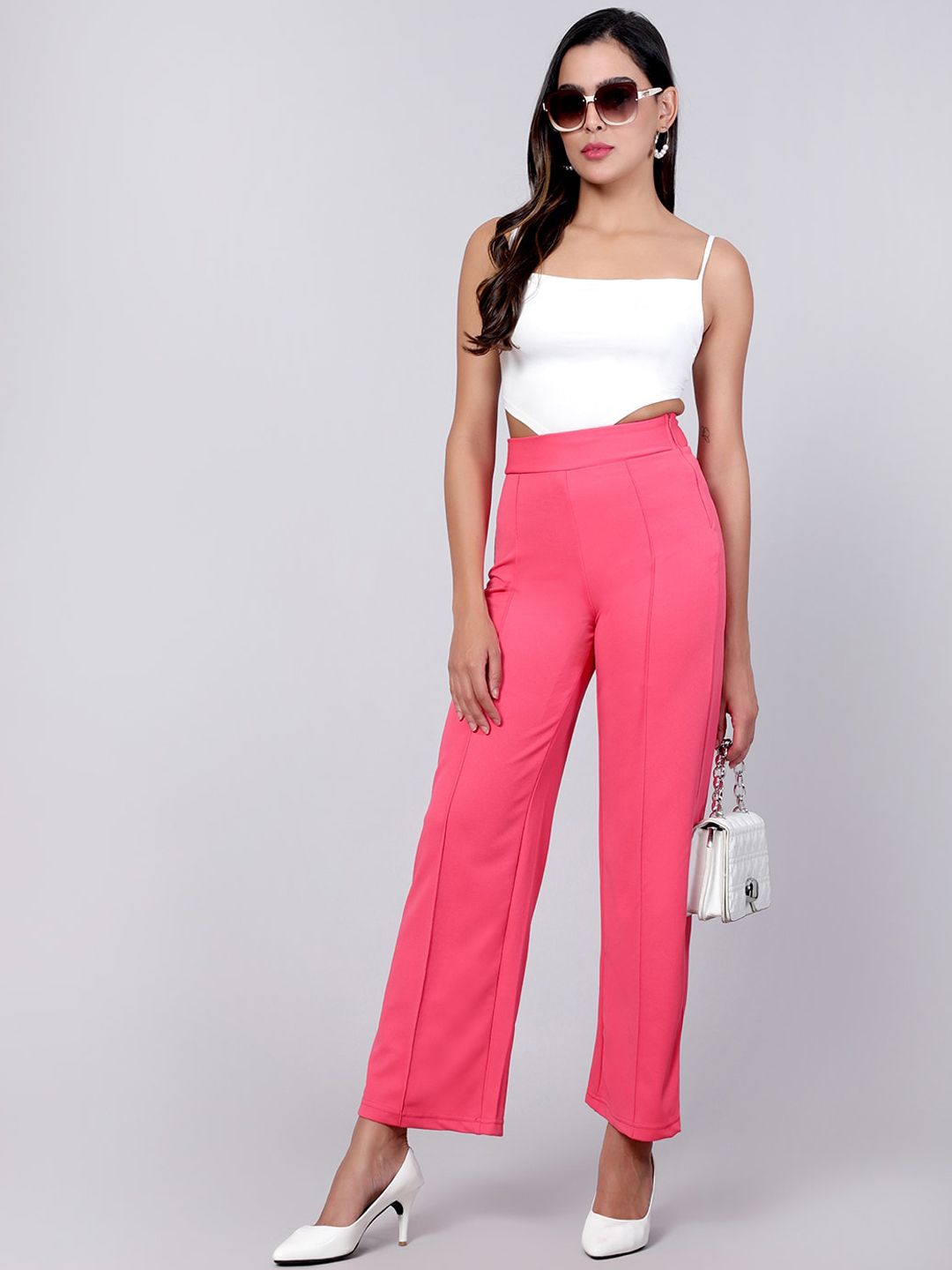 Kotty Women Pack Of 2 Straight Fit High-Rise Easy Wash Trousers