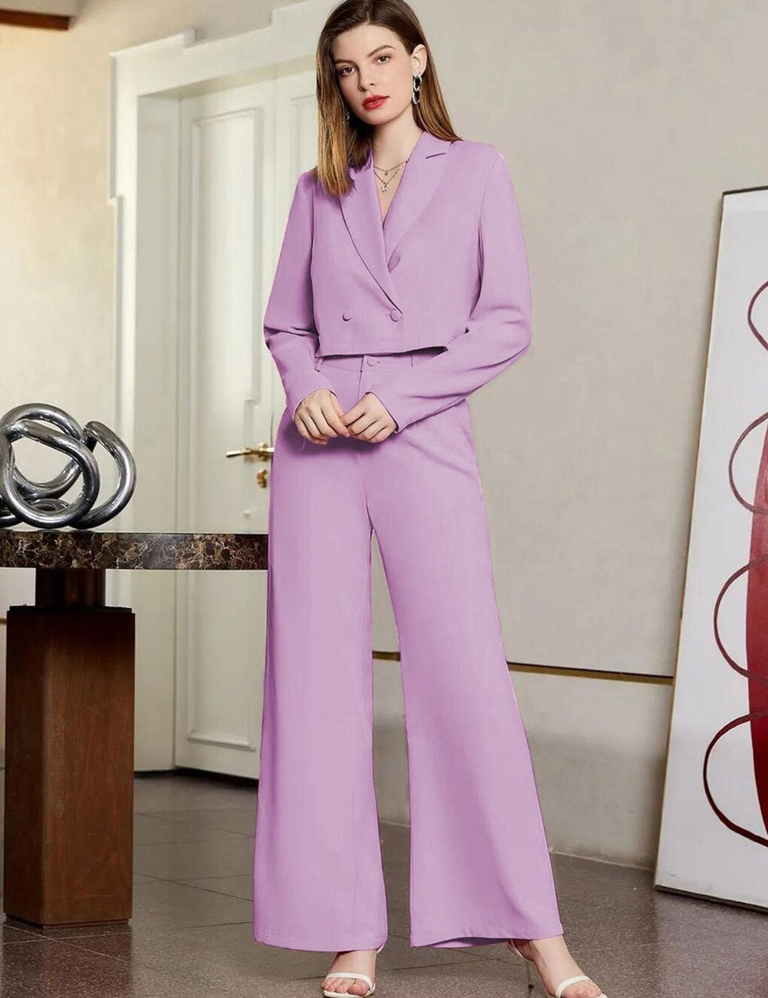 KOTTY BIZwear Basics Women Relaxed Straight Leg Straight Fit High-Rise Easy Wash Trousers