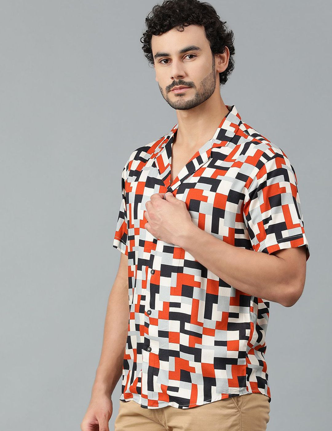 Kotty Men Geometric Printed Casual Shirt