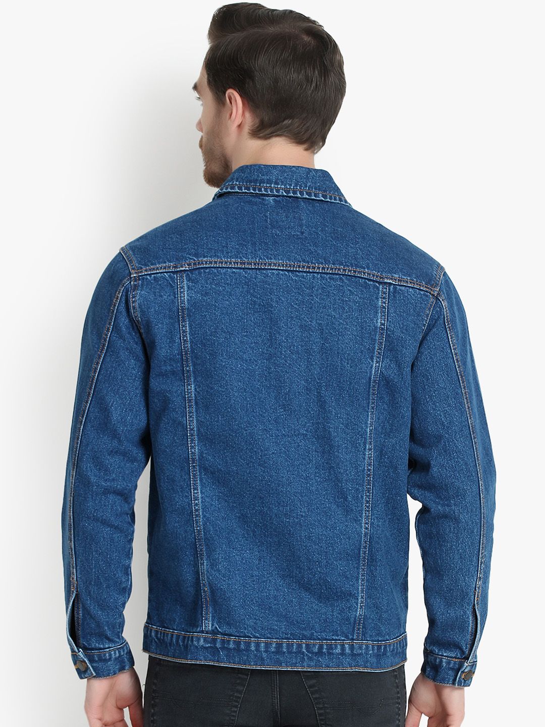 Kotty Men Blue Solid Denim Jacket