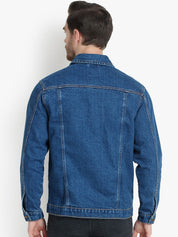 Kotty Men Blue Solid Denim Jacket