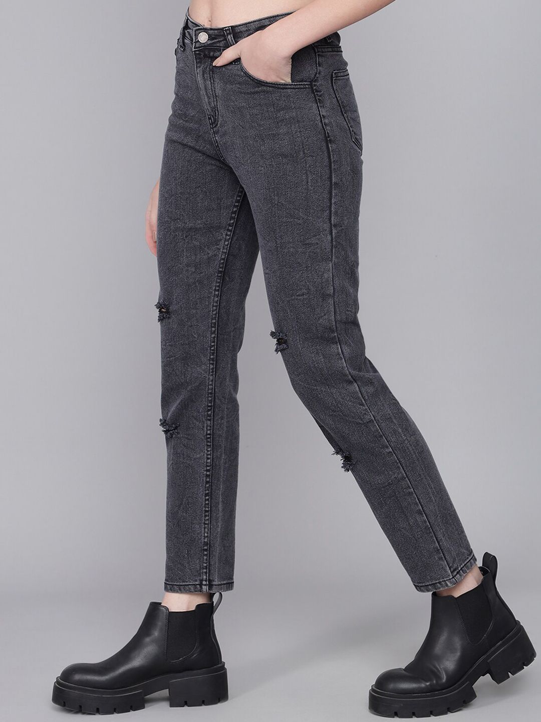 Kotty Women Blue High-Rise Mildly Distressed Jeans