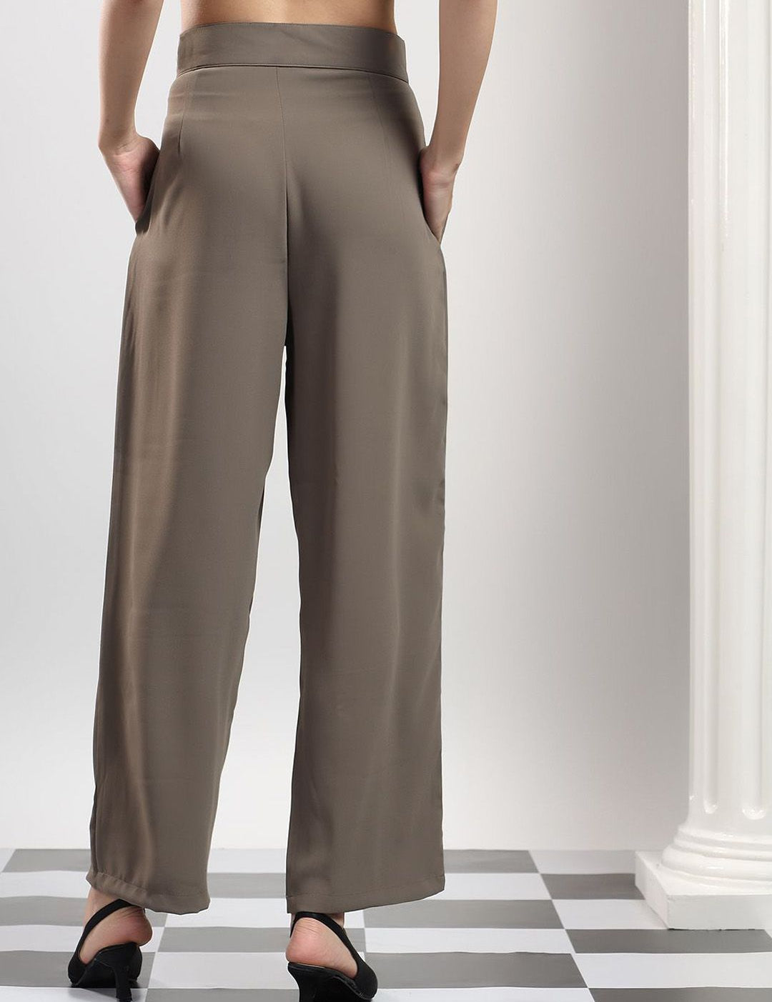 Kotty Women Original Wide Leg High-Rise Pleated Korean Pants Trousers