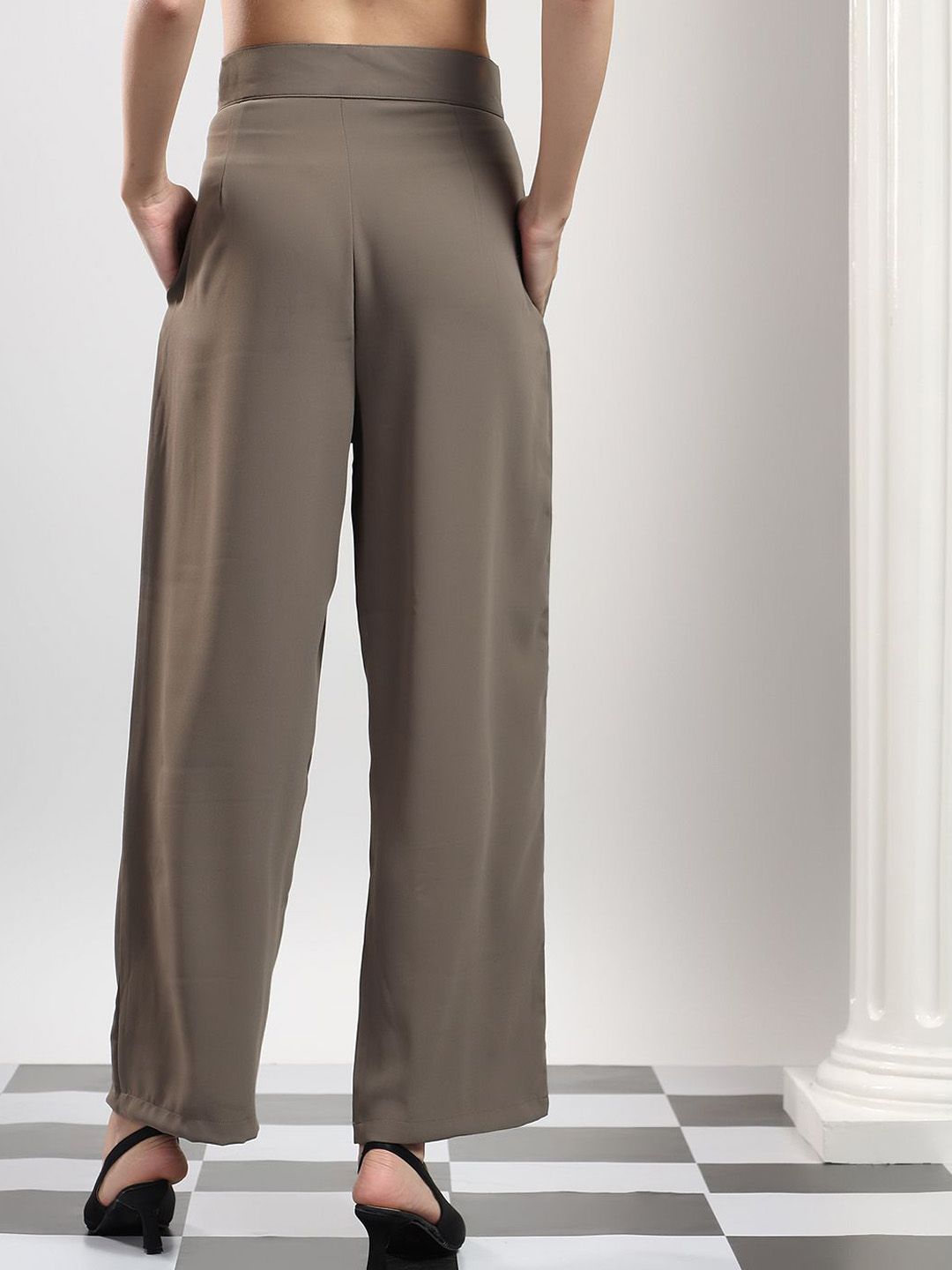 Kotty Women Original Wide Leg High-Rise Pleated Korean Pants Trousers