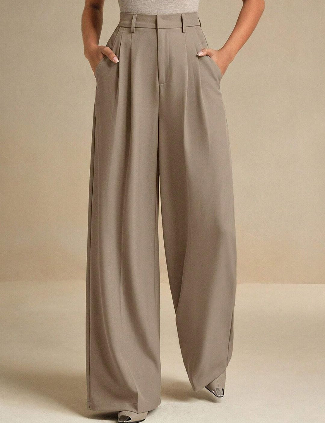 Kotty Women Relaxed Fit High-Rise Korean Pants Trousers