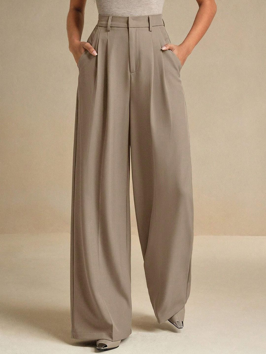 Kotty Women Relaxed Fit High-Rise Korean Pants Trousers