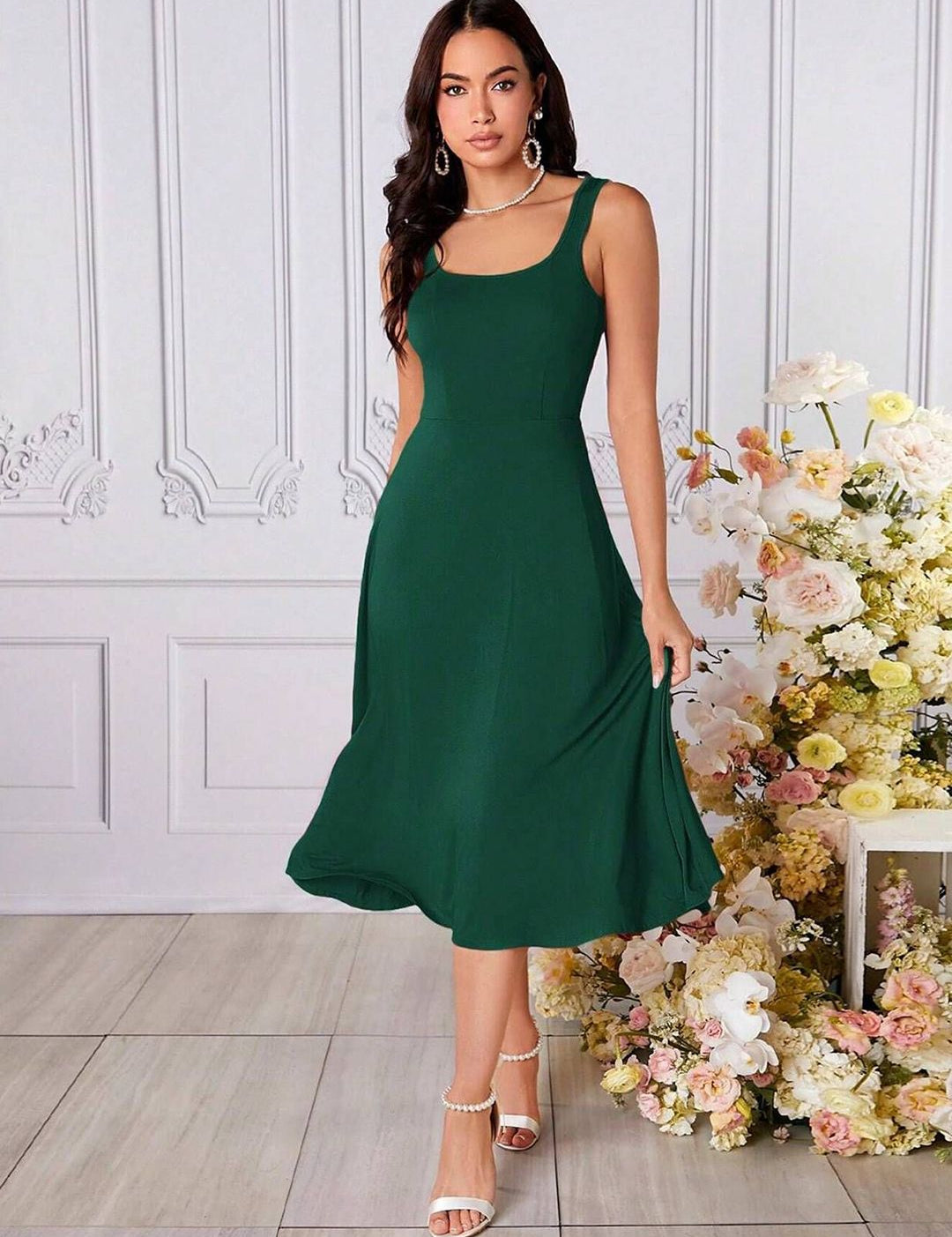 Kotty Women Sleeveless Fit & Flare Midi Dress