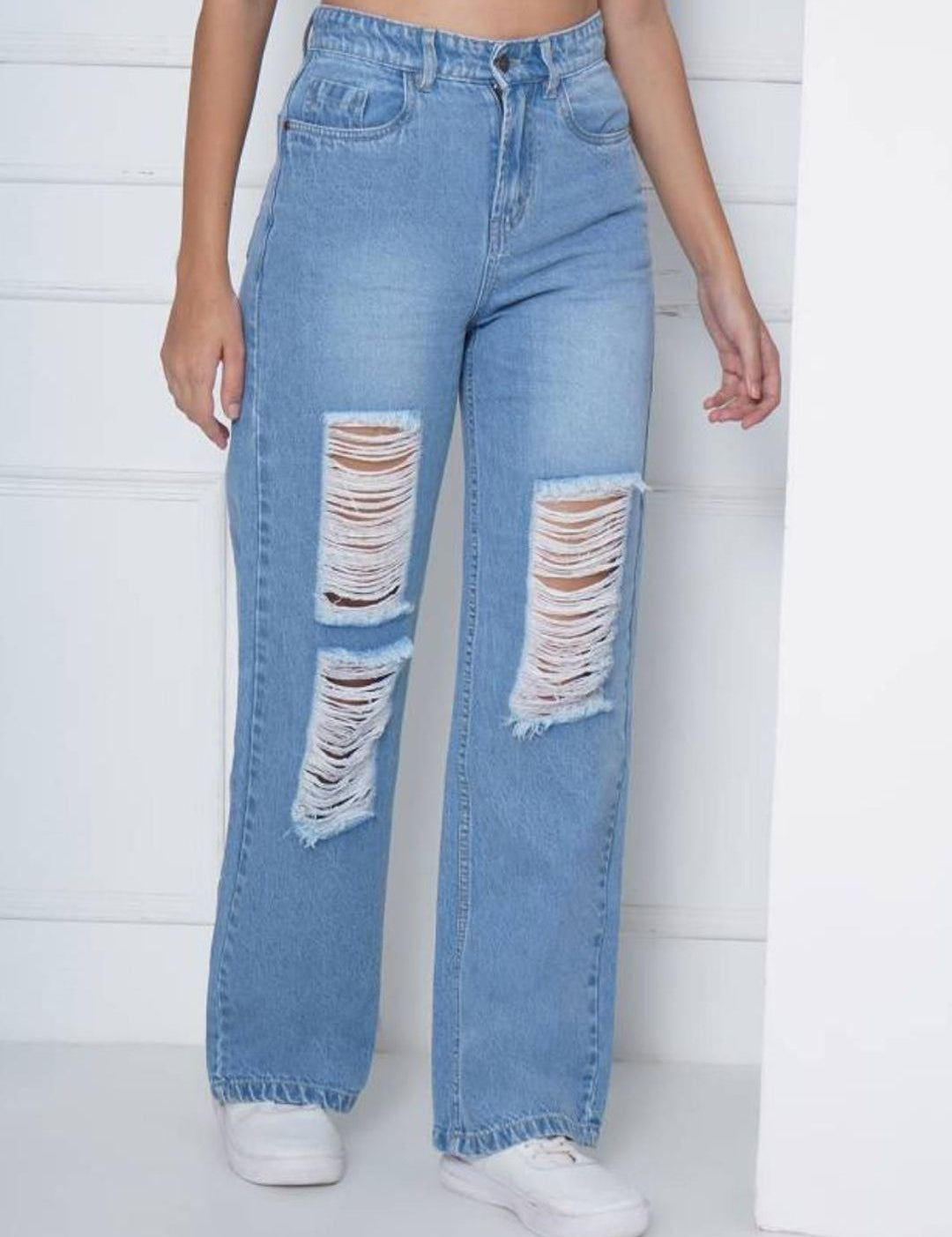 Kotty Women Straight Fit High-Rise Highly Distressed Stretchable Jeans