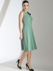 Kotty Solid Round Neck Fit & Flare Dress