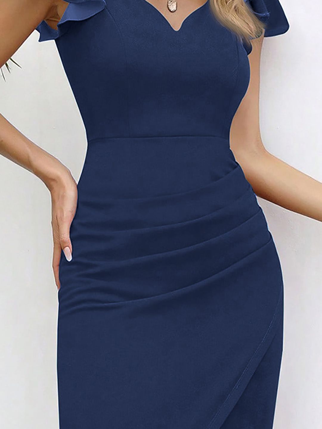Kotty Women Solid Flutter Sleeve Bodycon Dress