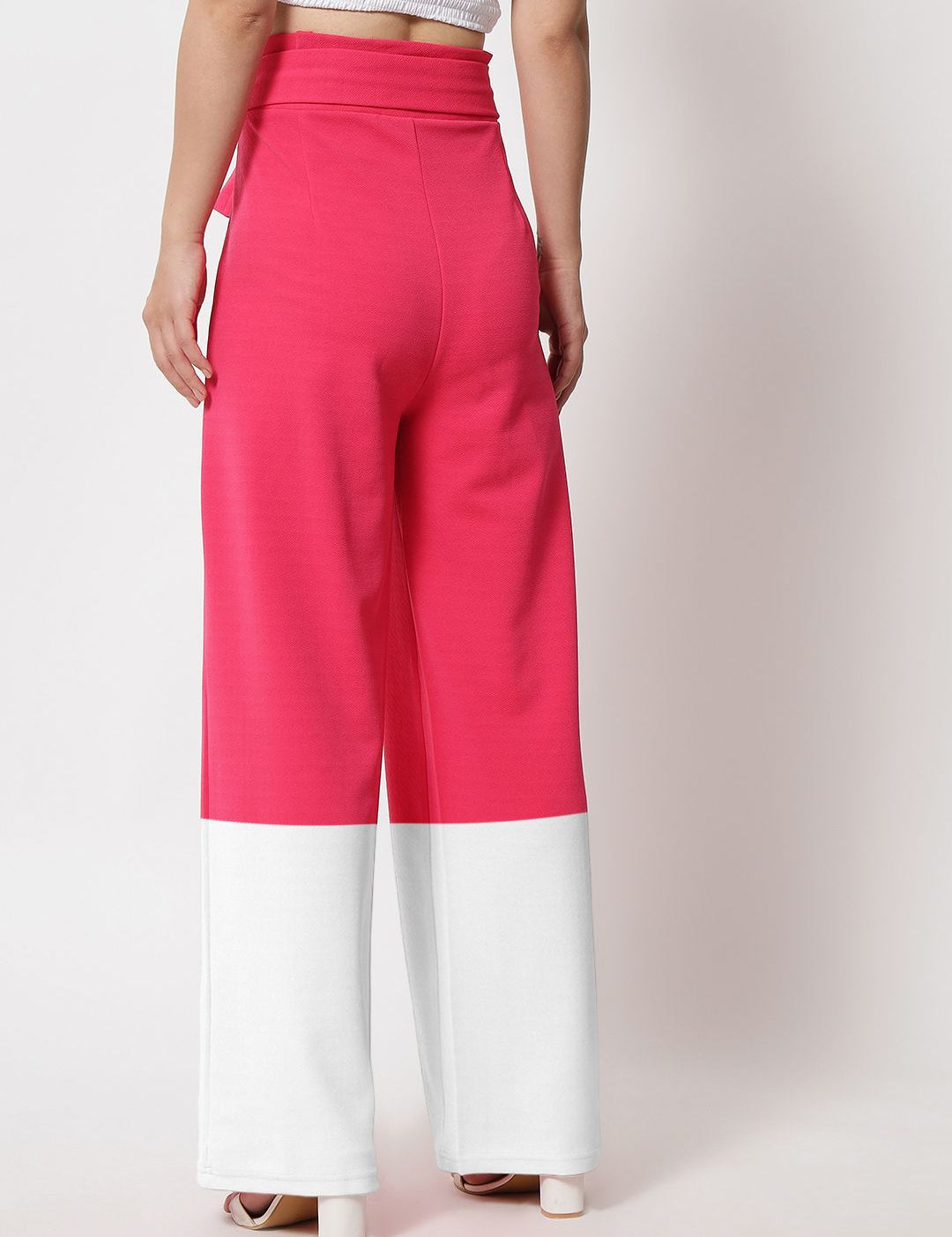 Kotty Women Colourblocked High-Rise Easy Wash Straight Pants Trousers