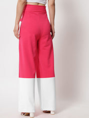 Kotty Women Colourblocked High-Rise Easy Wash Straight Pants Trousers