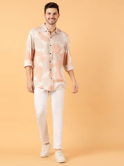 Kotty Men Relaxed Spread Collar Graphic Printed Cotton Casual Shirt