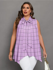 KOTTY Women Checked Tie-Up Neck Top
