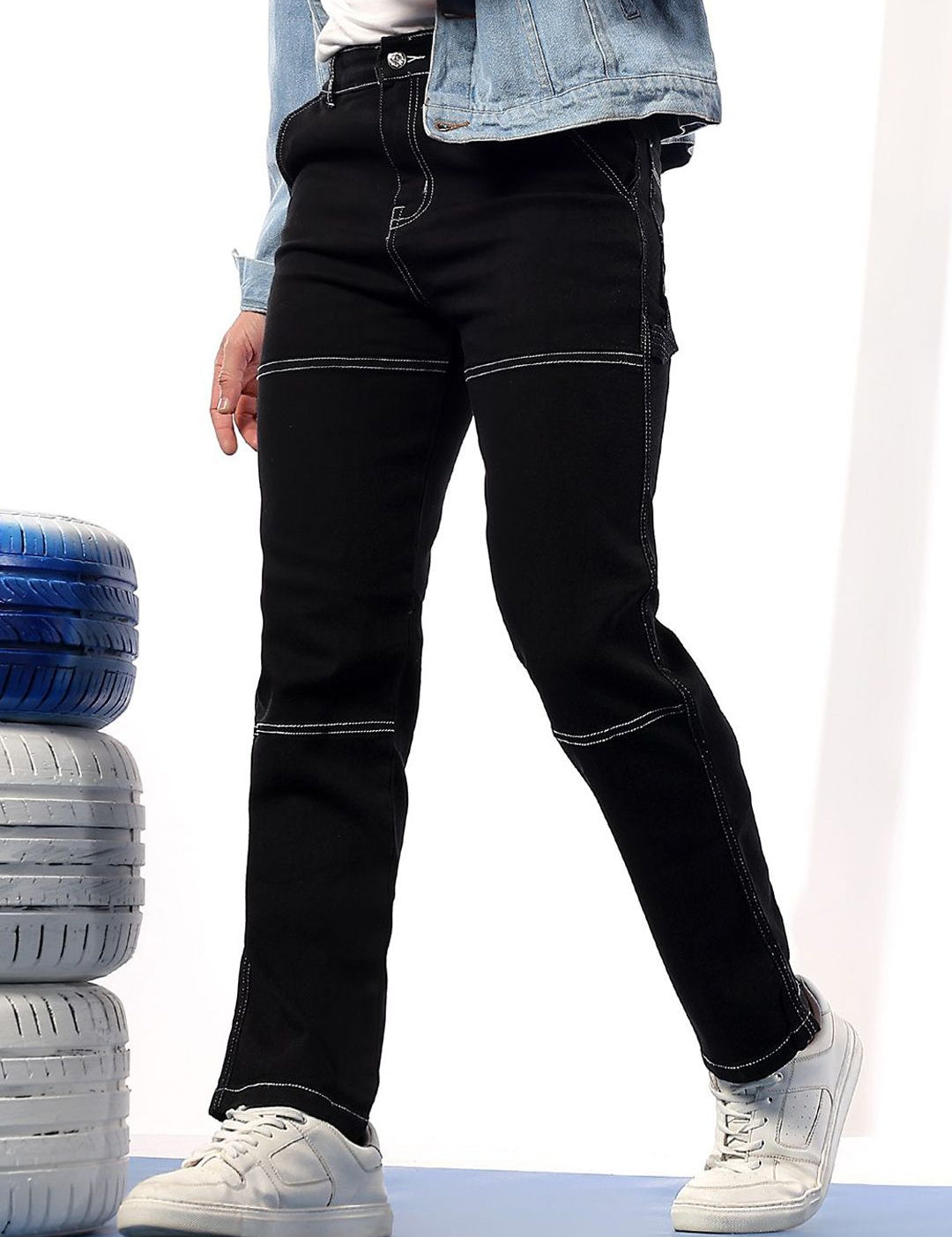 Kotty Men Mid Rise Slim Fit No Fade Clean Look Stretchable Jeans