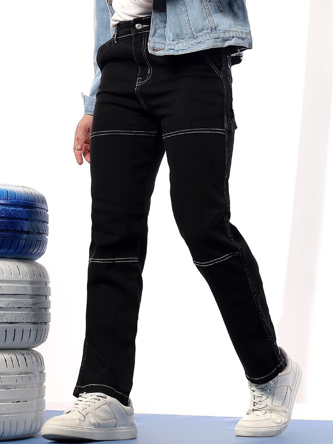 Kotty Men Mid Rise Slim Fit No Fade Clean Look Stretchable Jeans