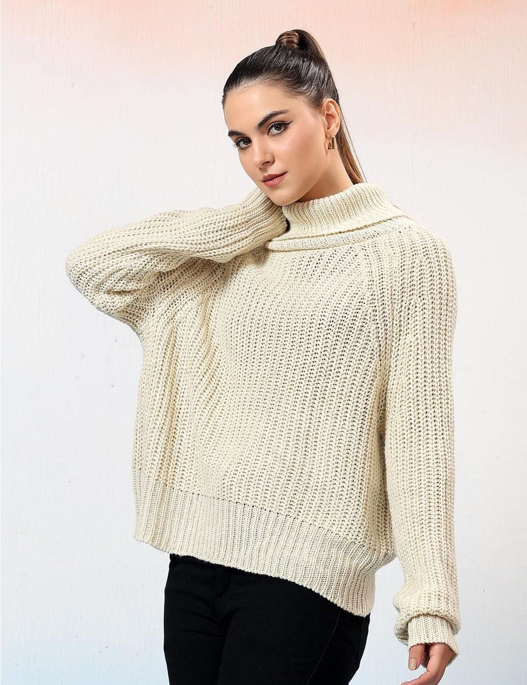 Kotty Women Turtle Neck Long Sleeves Pullover