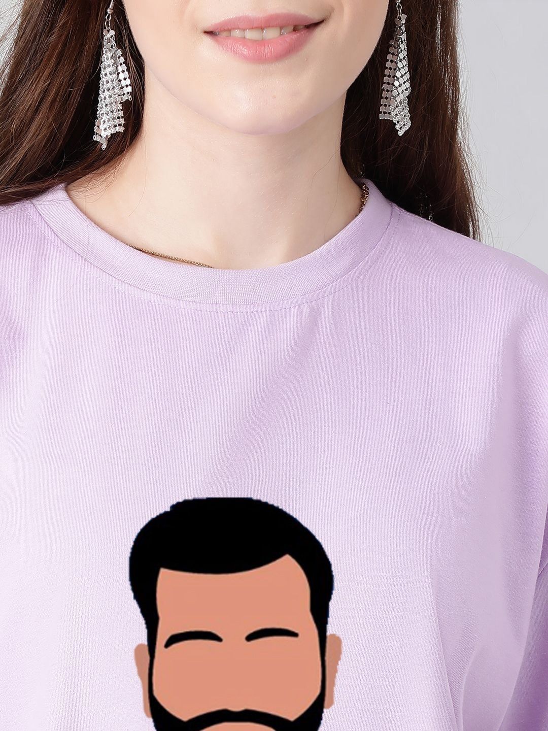 Kotty Women Graphic Printed Round Neck Cotton Oversized T-shirt