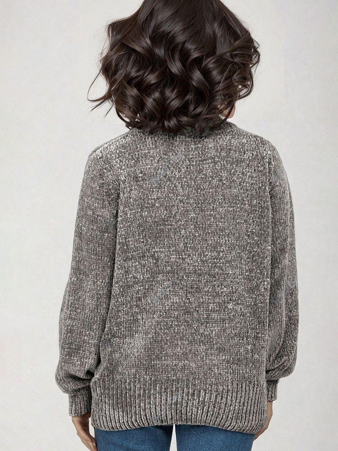 Kotty Women Self Design Long Sleeves Pullover Sweater 