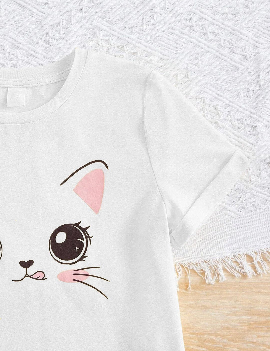 Kotty Girls Graphic Printed Round Neck Cotton Oversized T-shirt