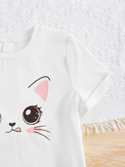 Kotty Girls Graphic Printed Round Neck Cotton Oversized T-shirt