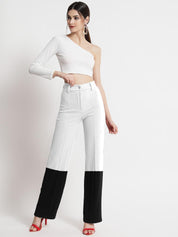 Kotty Women Colourblocked High-Rise Pleated Regular Trousers