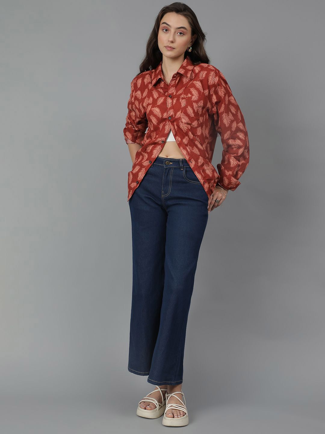 Kotty Women Floral Opaque Printed Casual Oversized Shirt