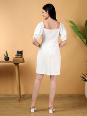 Kotty Women Sweetheart Neck Puff Sleeve Fit & Flare Dress