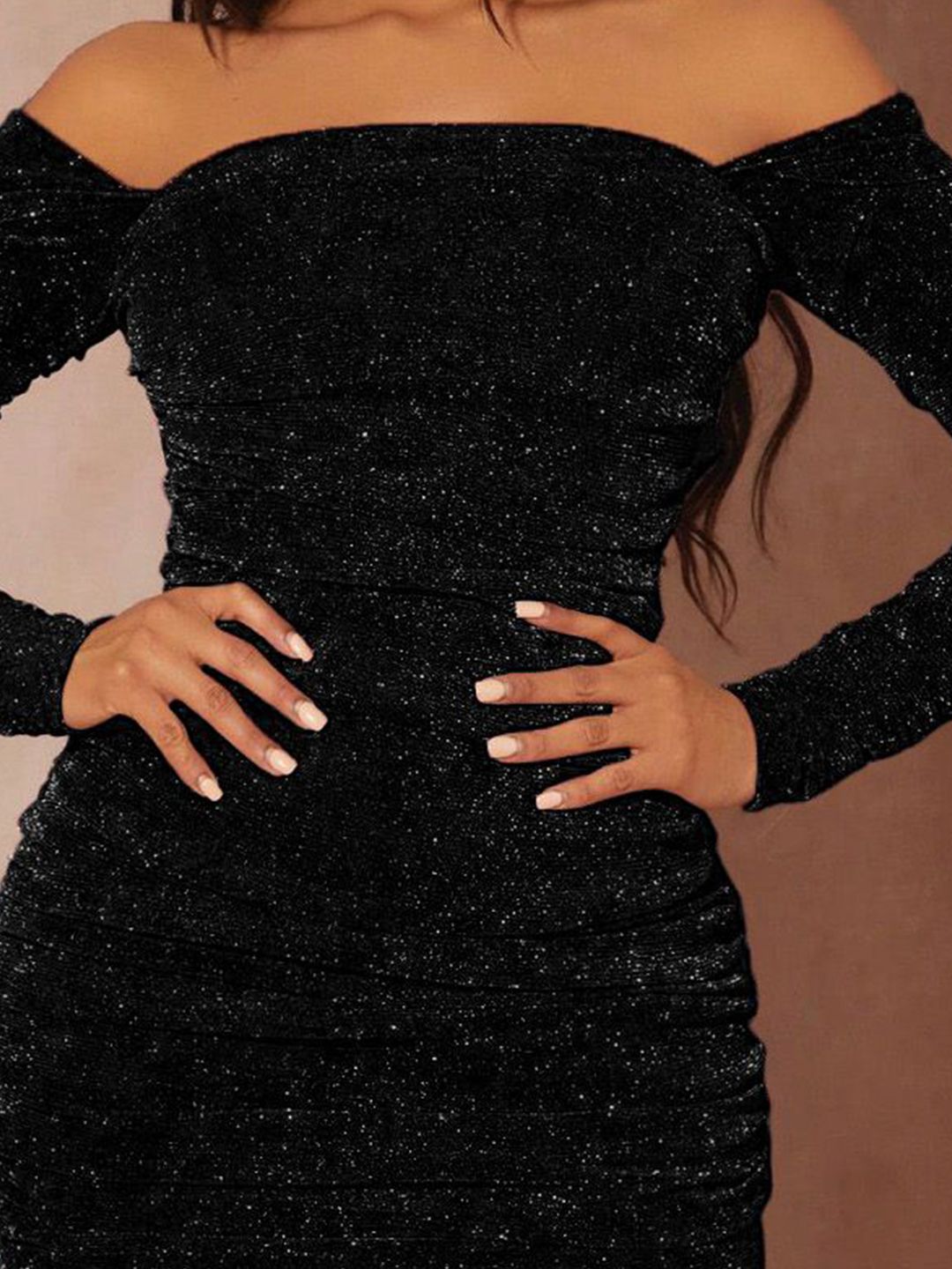 Kotty Women Embellished Off-Shoulder Bodycon Mini Dress