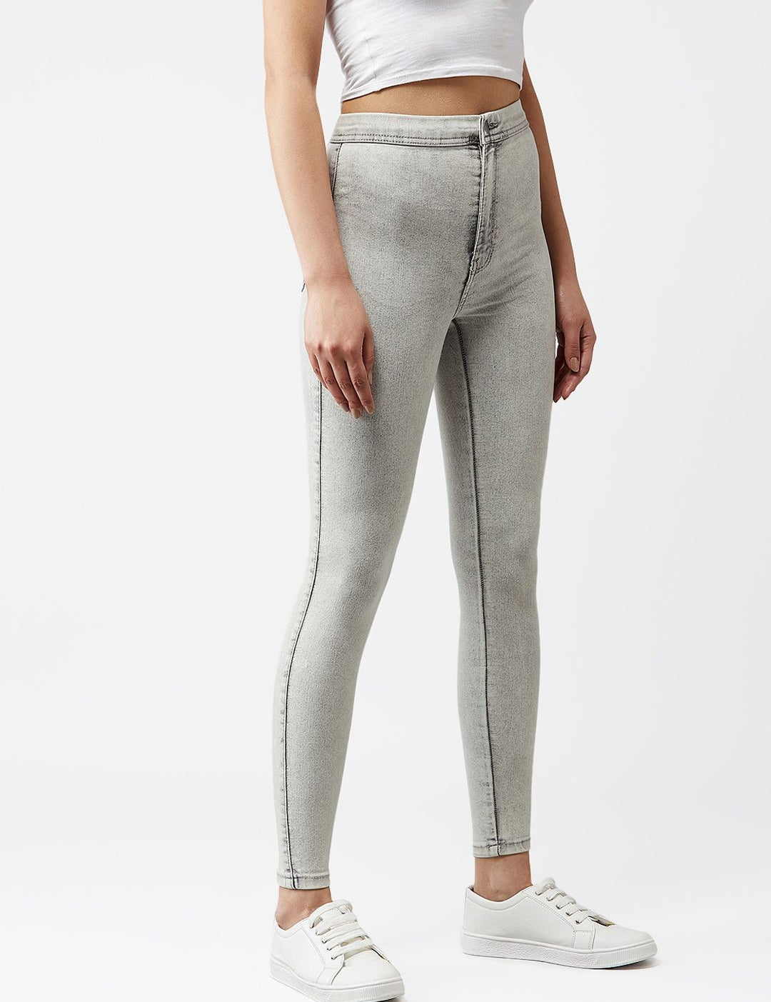 Kotty Women Grey Skinny Fit High-Rise Clean Look Stretchable Jeans