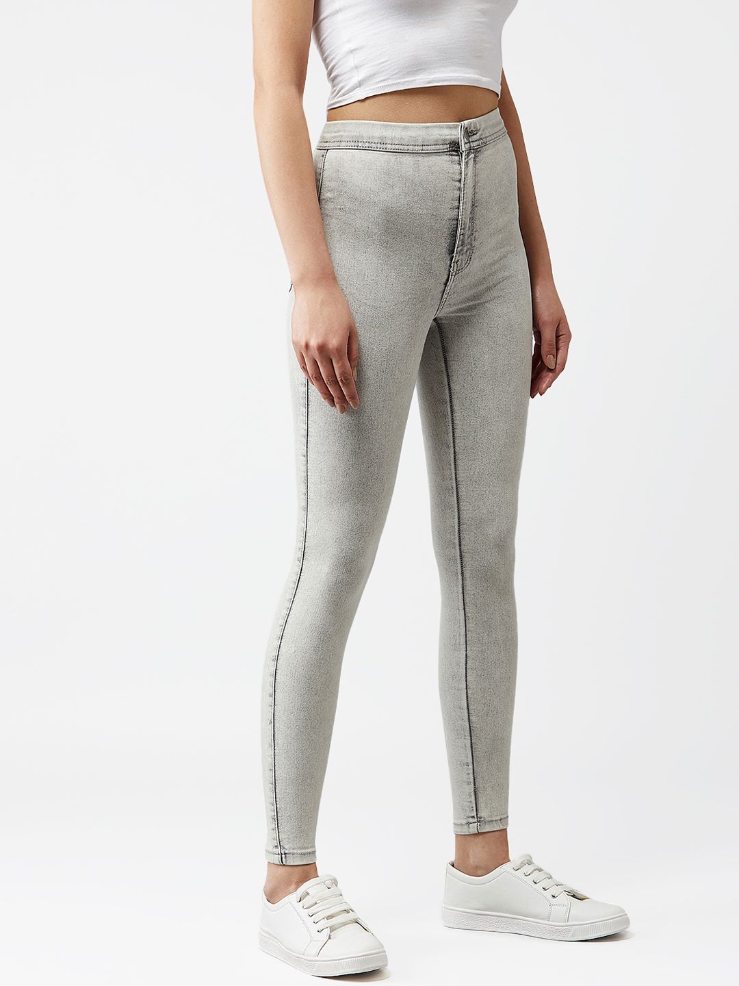 Kotty Women Grey Skinny Fit High-Rise Clean Look Stretchable Jeans