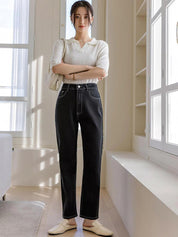 Kotty Women Black Jean Straight Fit High-Rise Stretchable Jeans