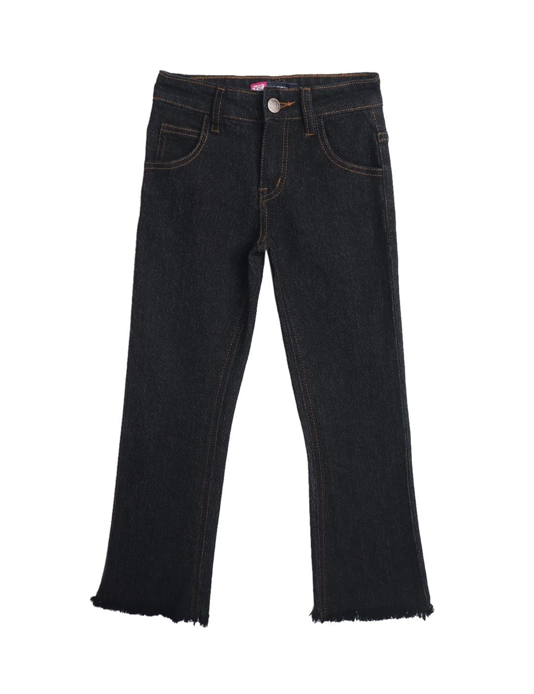 Kotty Girls Black Mid-Rise Clean Look Cotton Stretchable Jeans