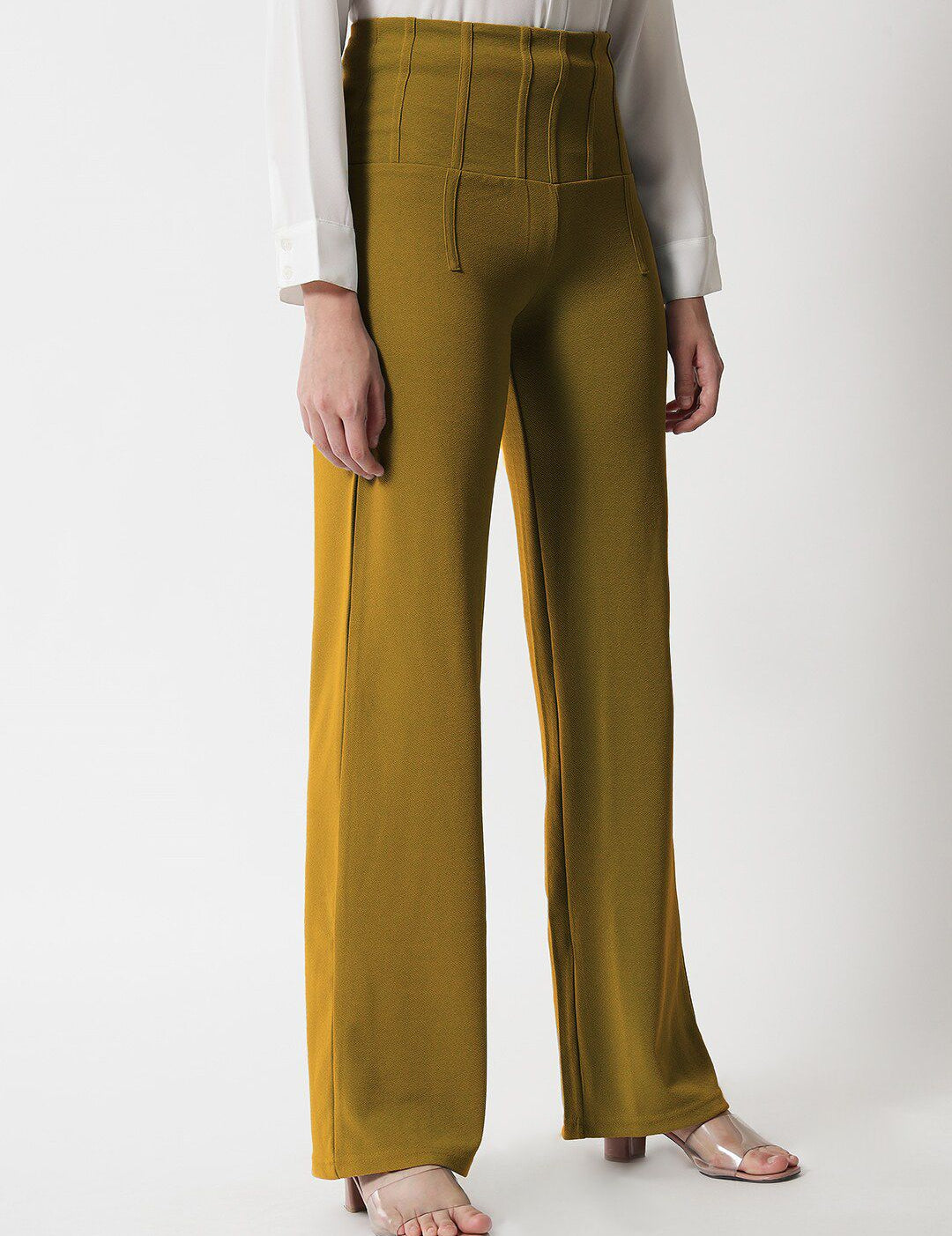 Kotty Women Brown Relaxed Straight Fit High-Rise Easy Wash Pleated Trousers