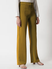 Kotty Women Brown Relaxed Straight Fit High-Rise Easy Wash Pleated Trousers