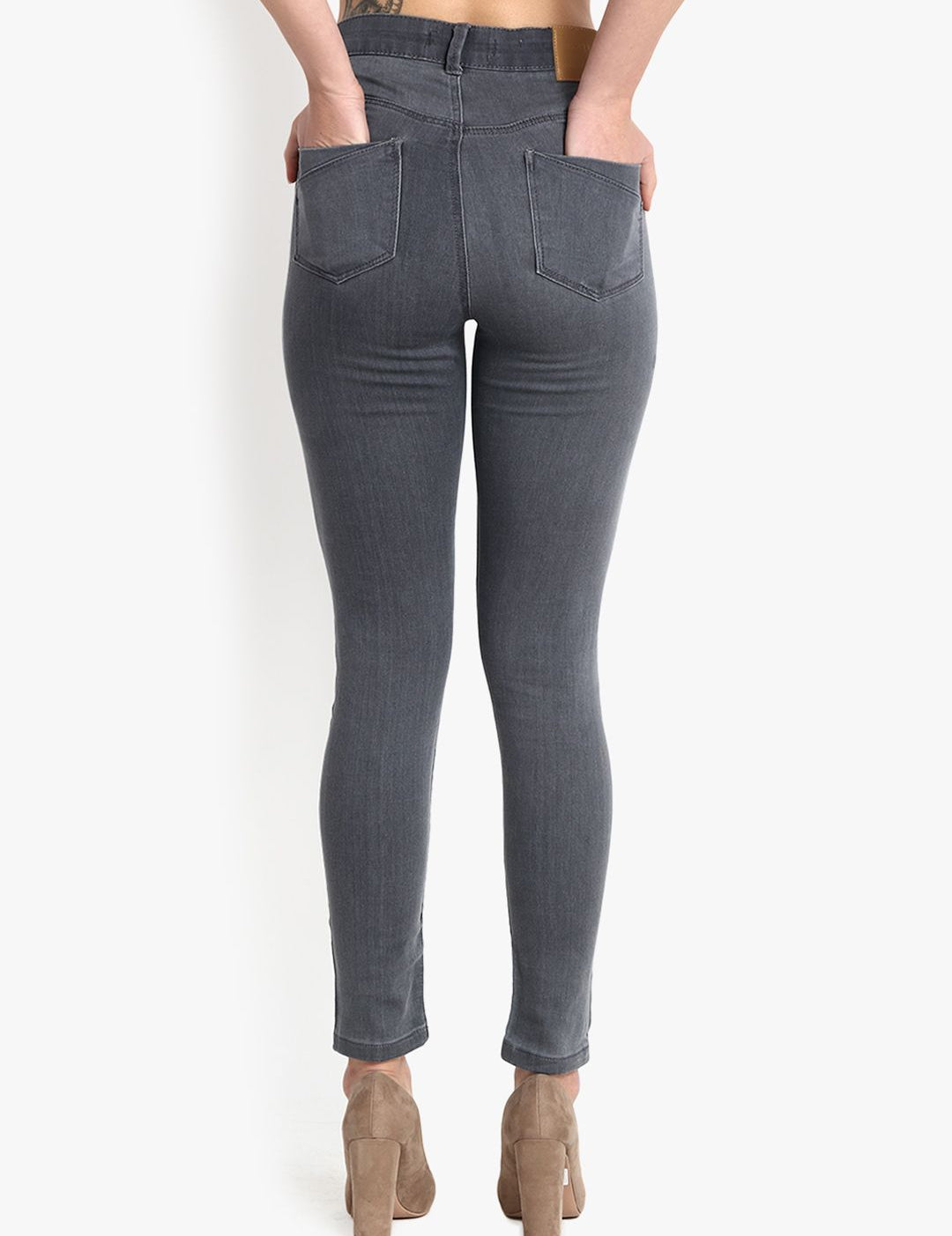 Kotty Women Grey Skinny Fit High-Rise Clean Look Jeans