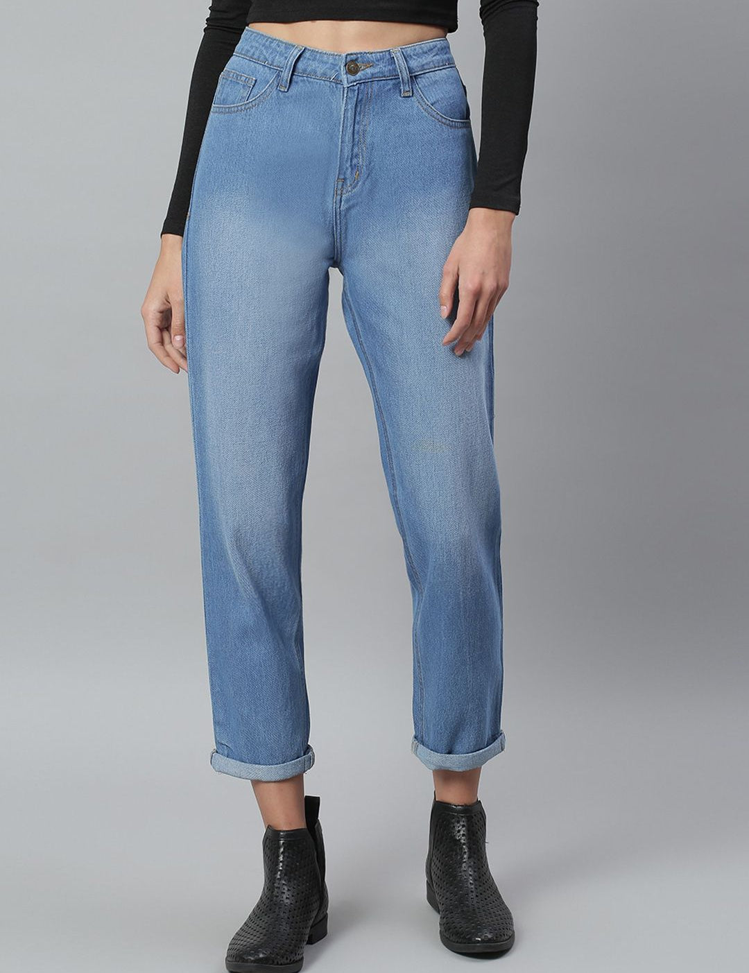 Kotty Women Blue Regular Fit High-Rise Clean Look Stretchable Jeans