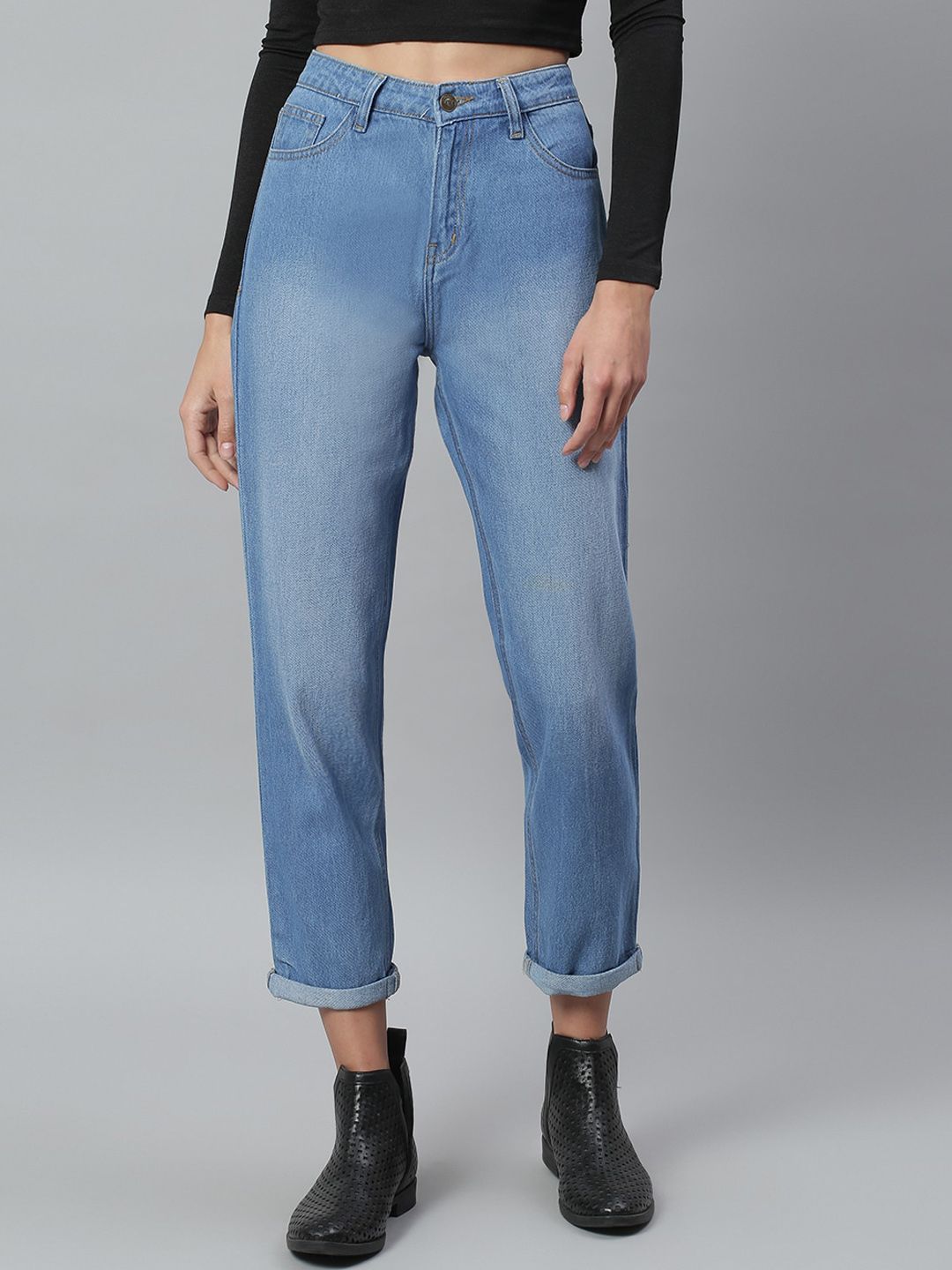 Kotty Women Blue Regular Fit High-Rise Clean Look Stretchable Jeans