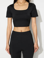Kotty Black Square Neck Top With Trousers