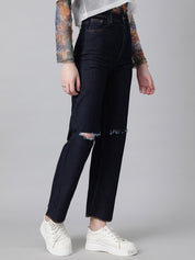 Kotty Women Bootcut High-Rise Slash Knee Stretchable Jeans