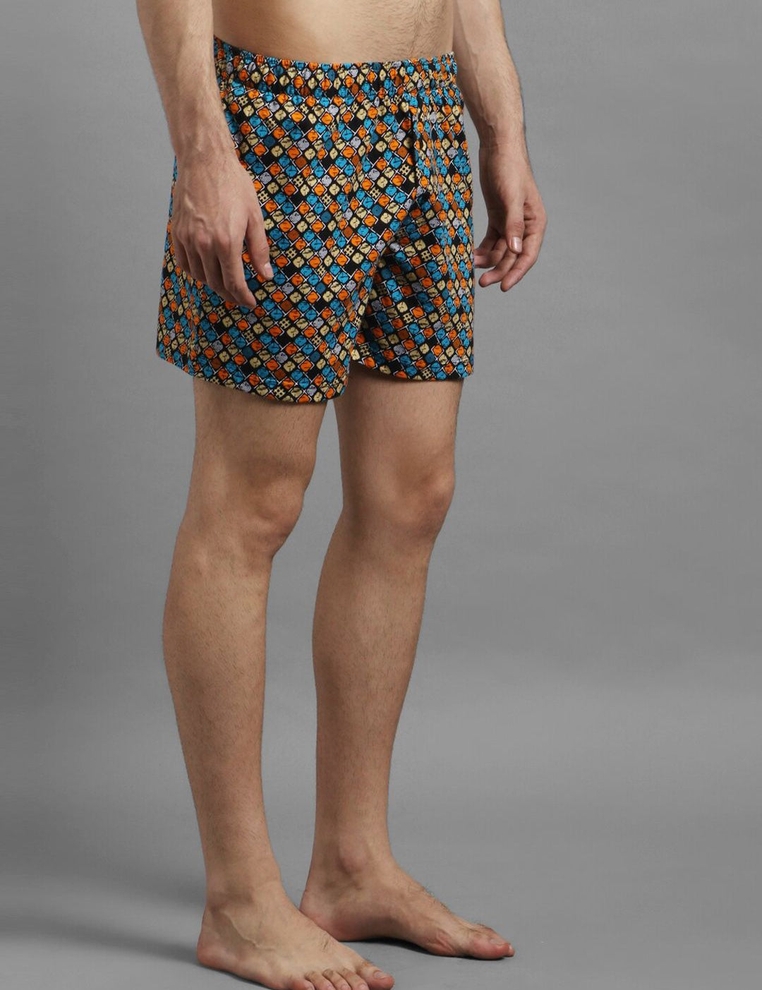 Kotty Men Blue & Orange Printed Boxers